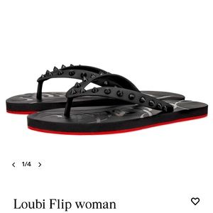 Christian Louboutin flip-flop with rubber spikes.